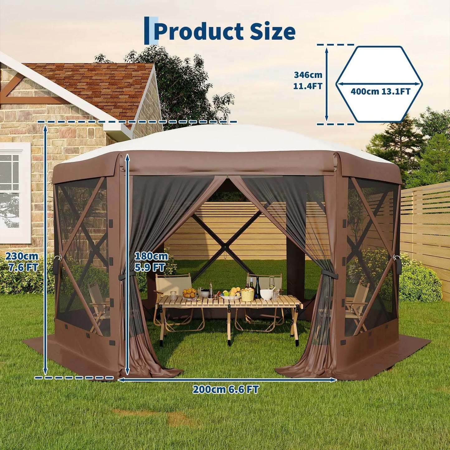 13x13 ft 6-Sided Pop Up Canopy Tent