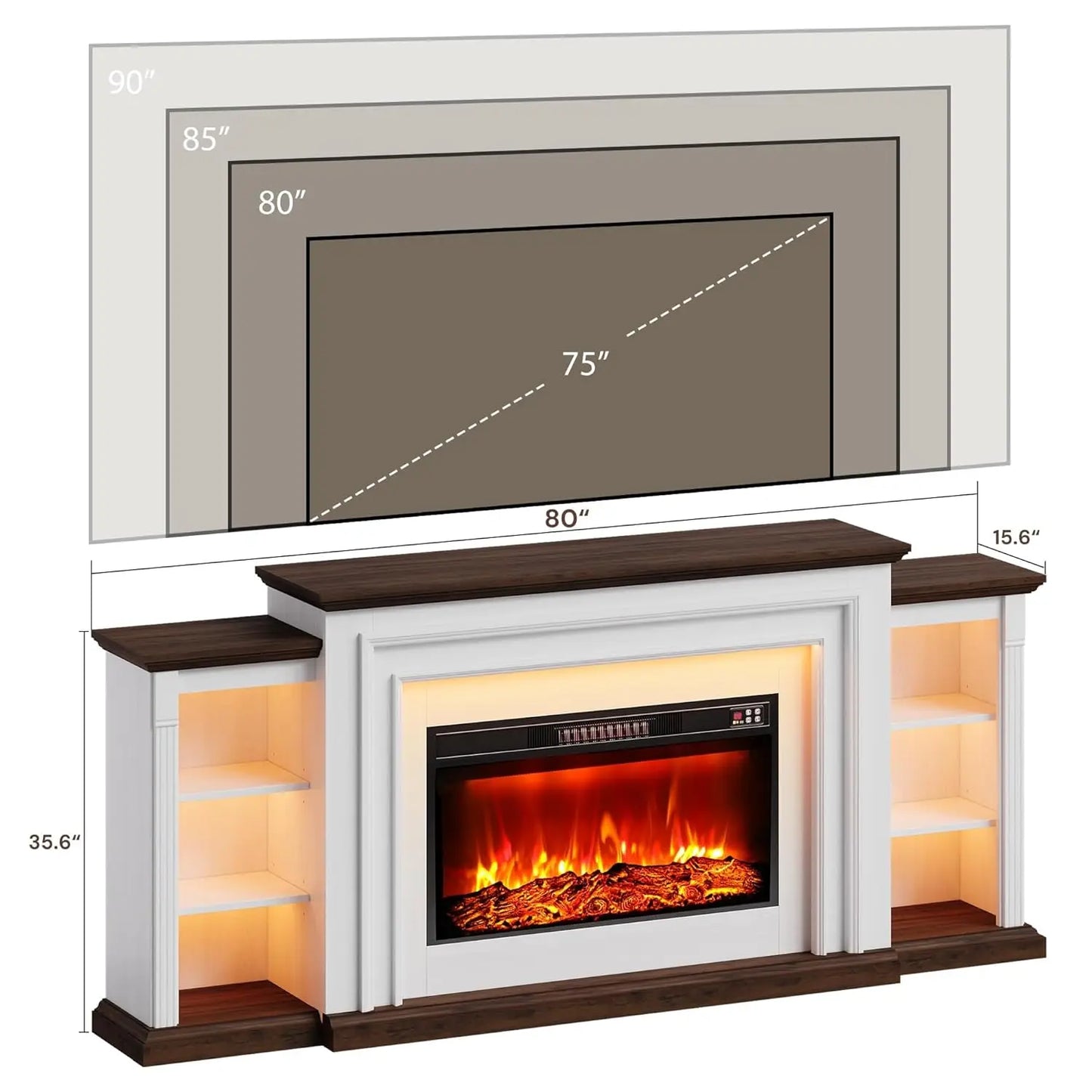 80" Modern Electric Fireplace TV Stand
