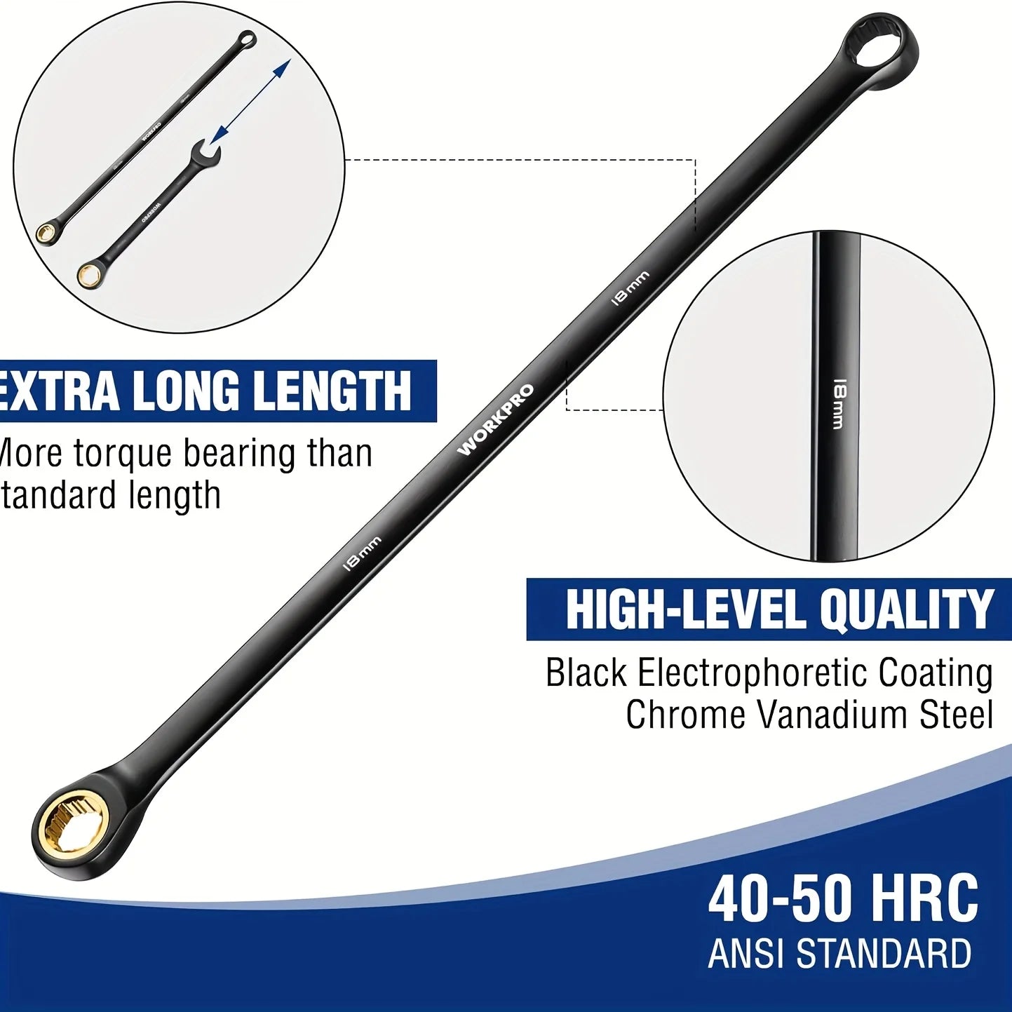 Extra Long Ratcheting Wrench Set, 10pcs Metric
