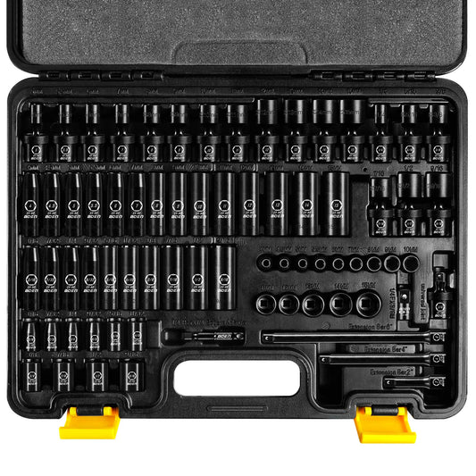 72pc 1/4" Drive Impact Socket Set, SAE & Metric