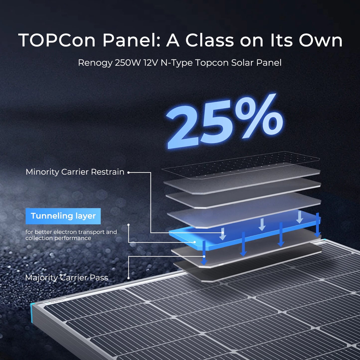 Bifacial Solar Panel, 12V 250 Watt