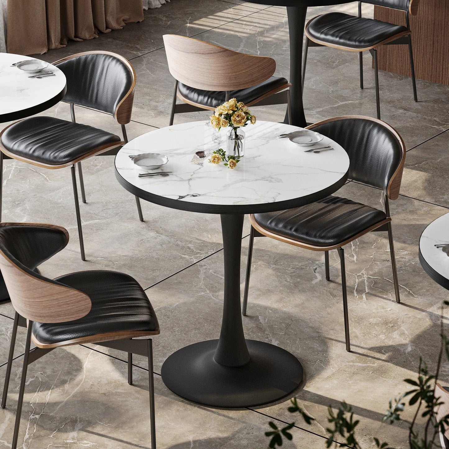 77cm Round Dining Table Chairs Not Included