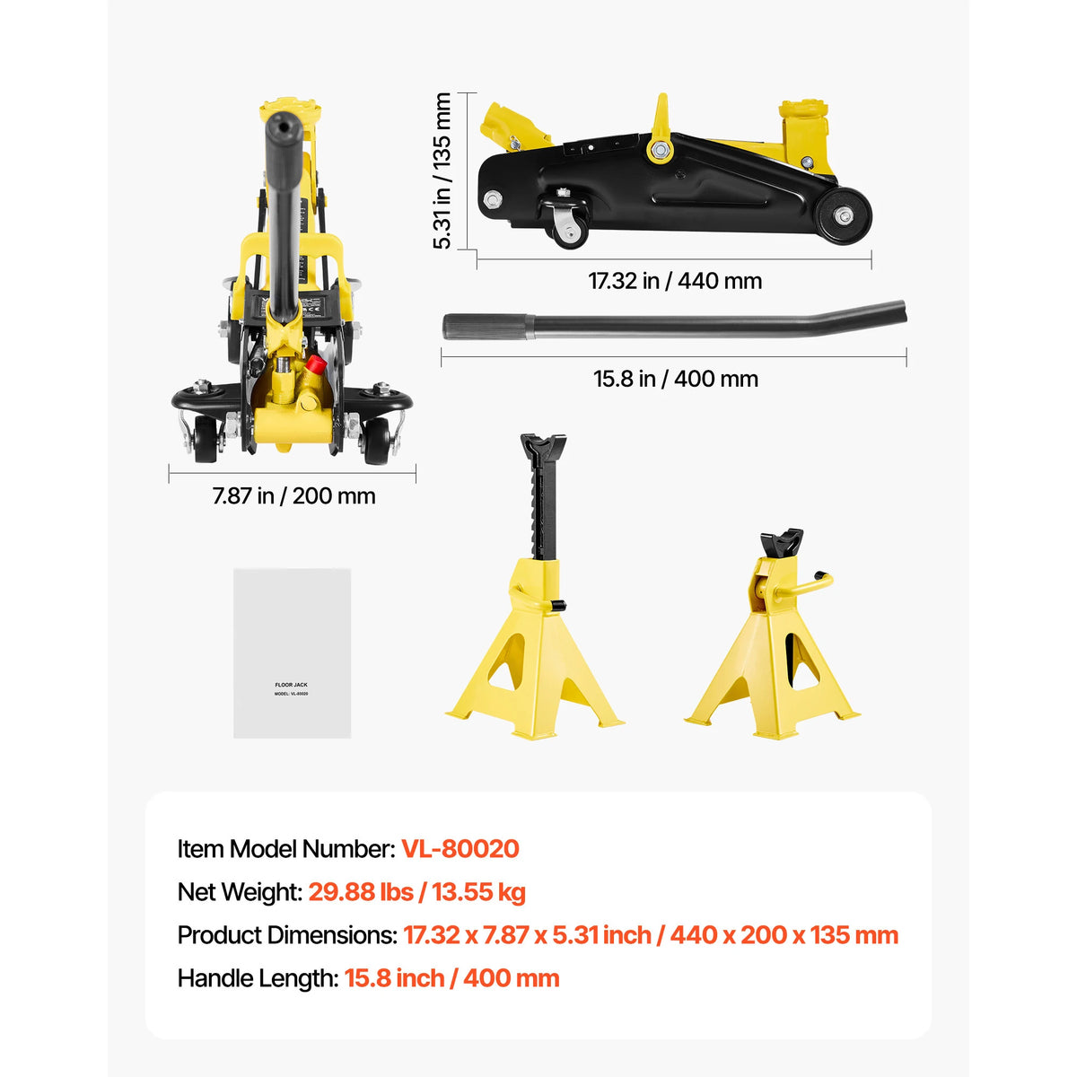 Low Profile Floor Jack with Stands