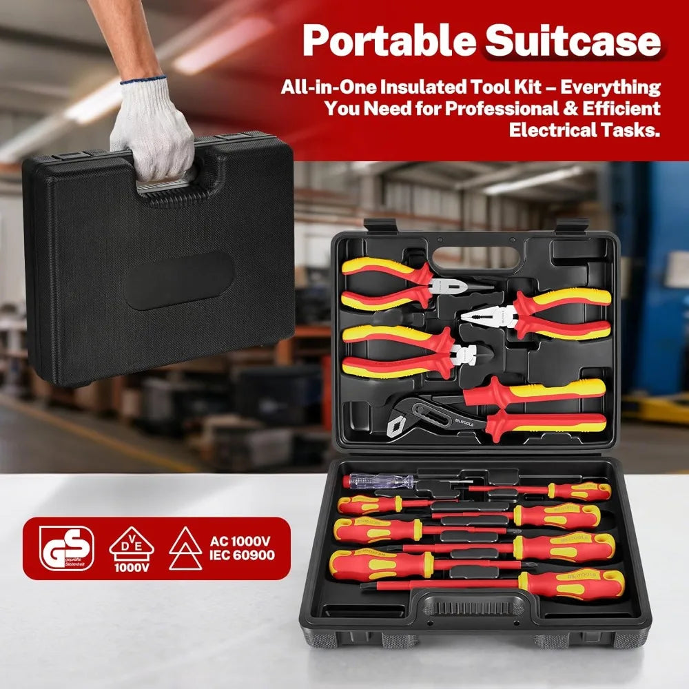 1000V Insulated Screwdriver & Pliers Set, 6-Piece