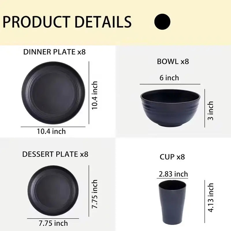 12pc Plastic Dishes For Camping, Party
