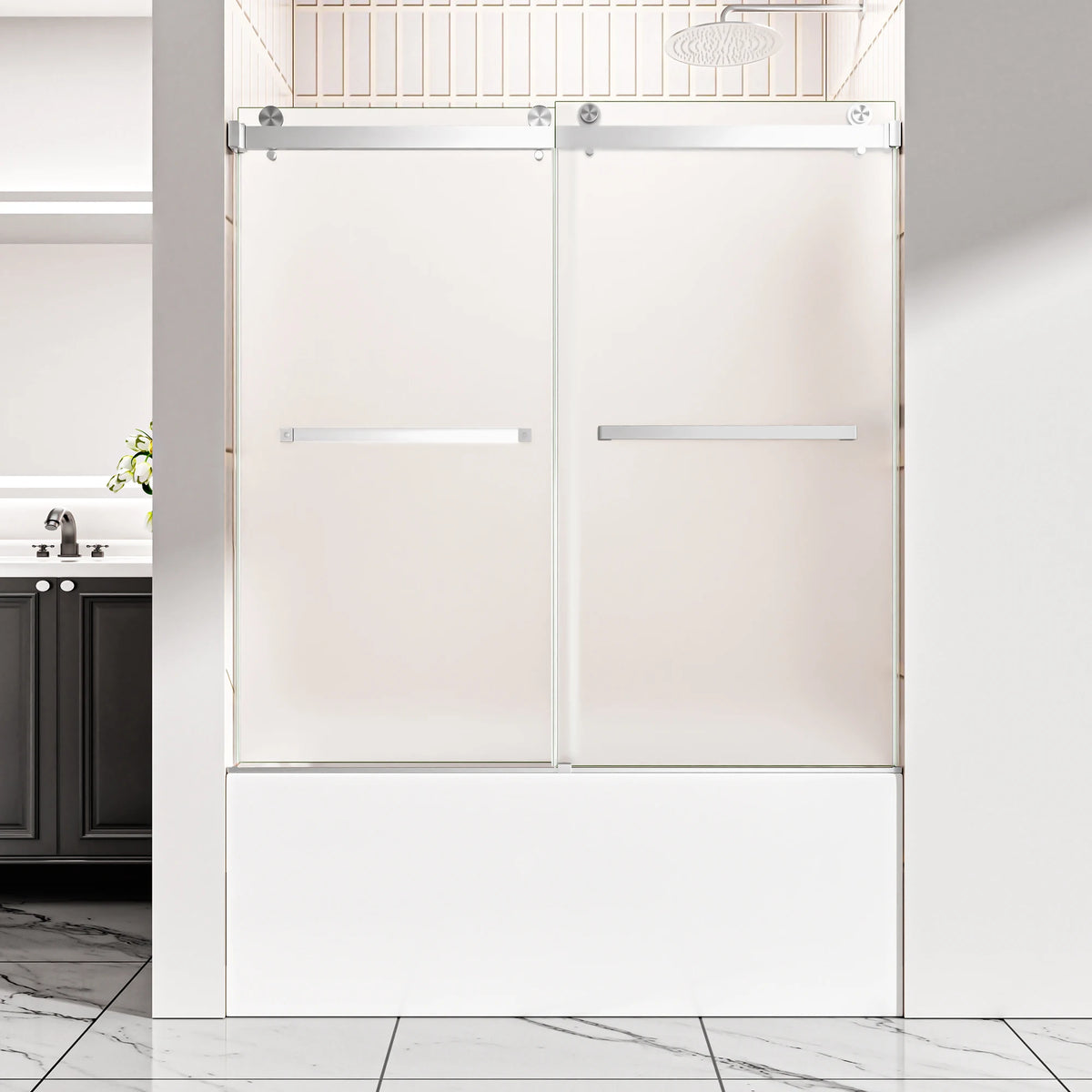 Double Sliding Shower Door, 60' W X 60' H
