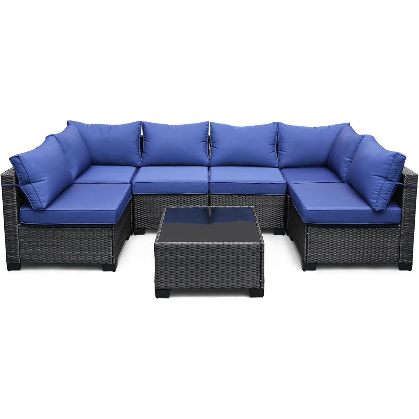 7-Piece Modular Outdoor Furniture Set, PE Rattan Wicker