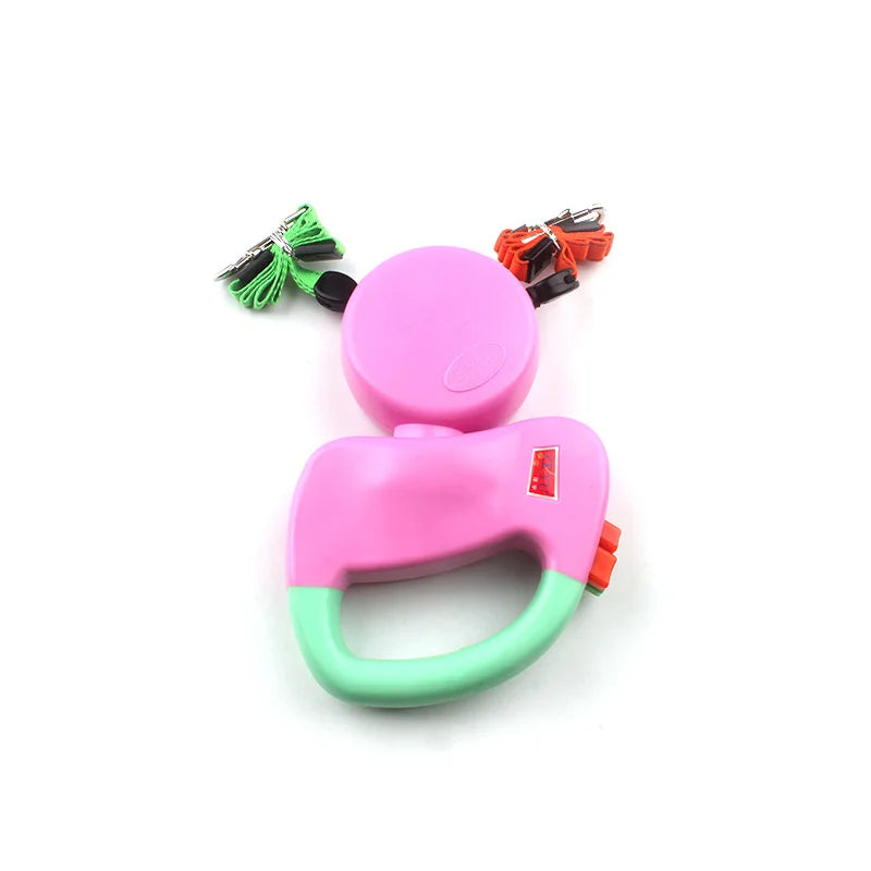 Self-Retracting Pet Leash with Dual Heads