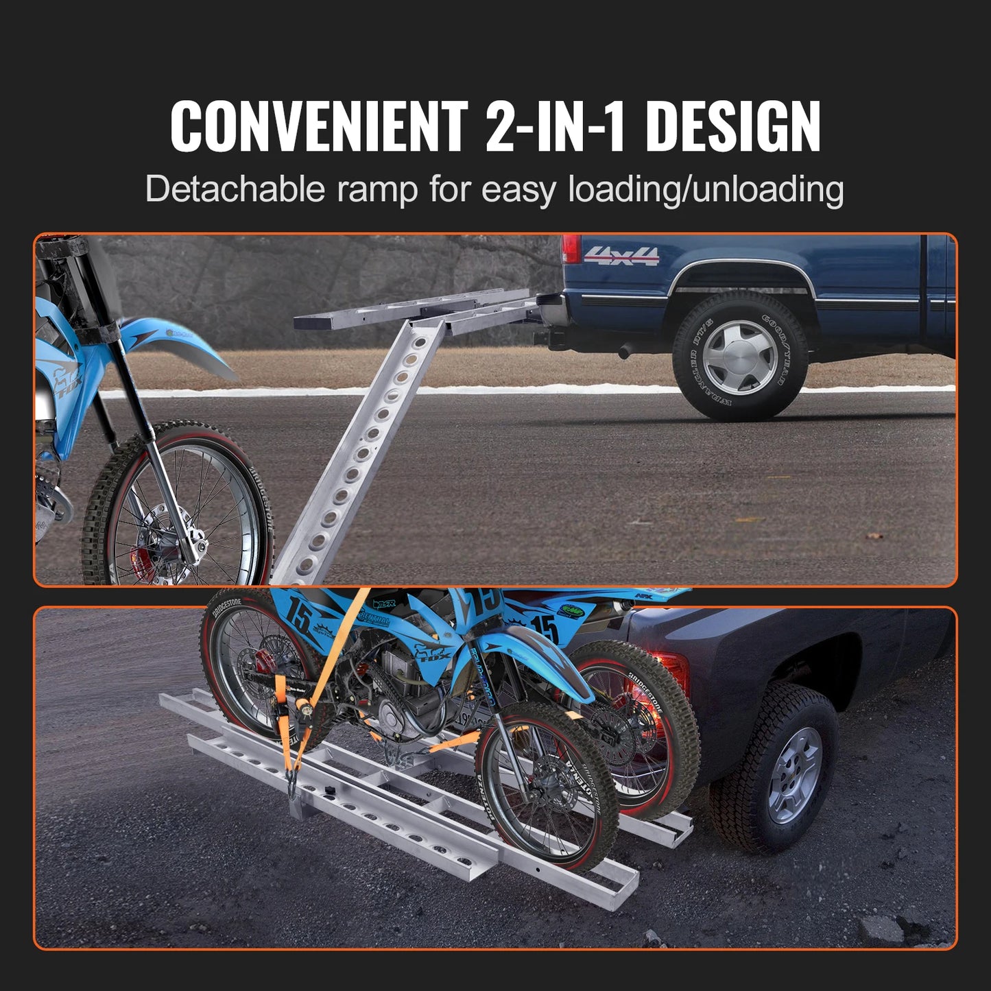 2-Bike 600LBS Aluminum Motorcycle Carrier Hitch Mount