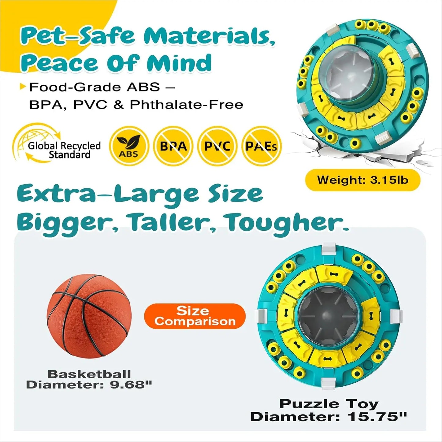 Dog Puzzle Toy,  Treat Dispenser, Slow Feeder