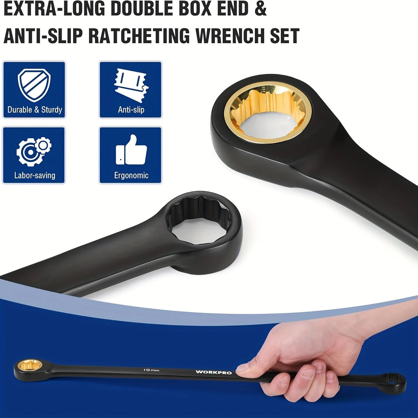 Extra Long Ratcheting Wrench Set, 10pcs Metric