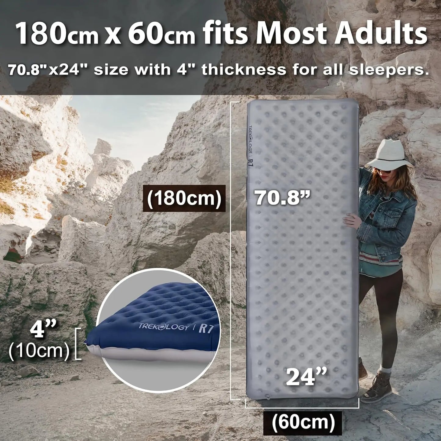 Camping Sleeping Pad 4" Thick Inflatable Mat