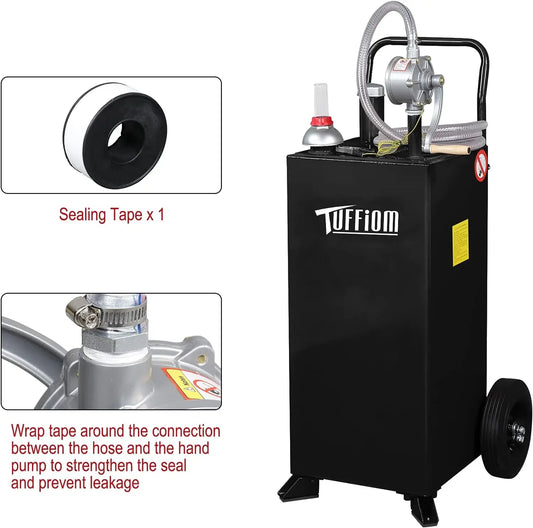 30 Gallon Gas Caddy w/Wheels & Manual Pump