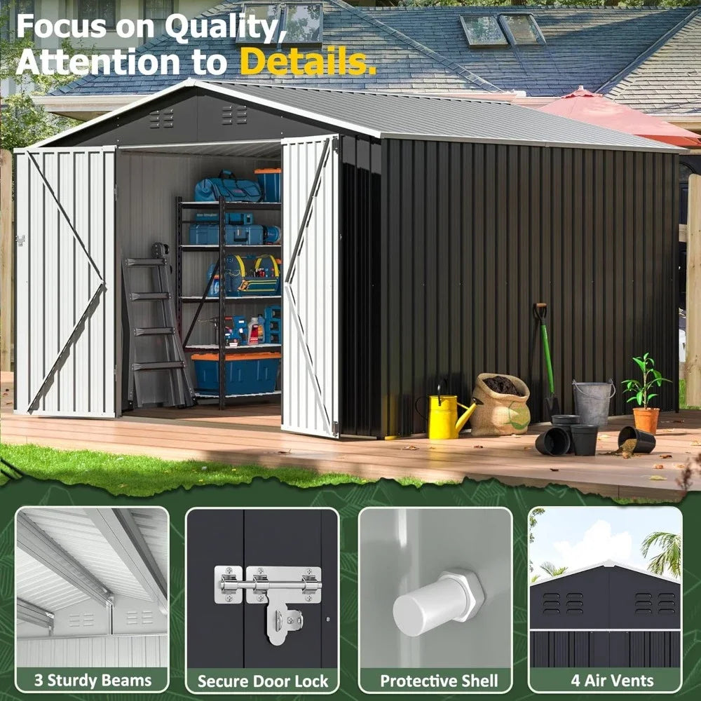 Outdoor Storage Shed, Lockable doors