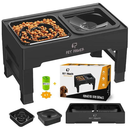 Dog Bowl Stand with 4 Adjustable Height, Slow Feeder
