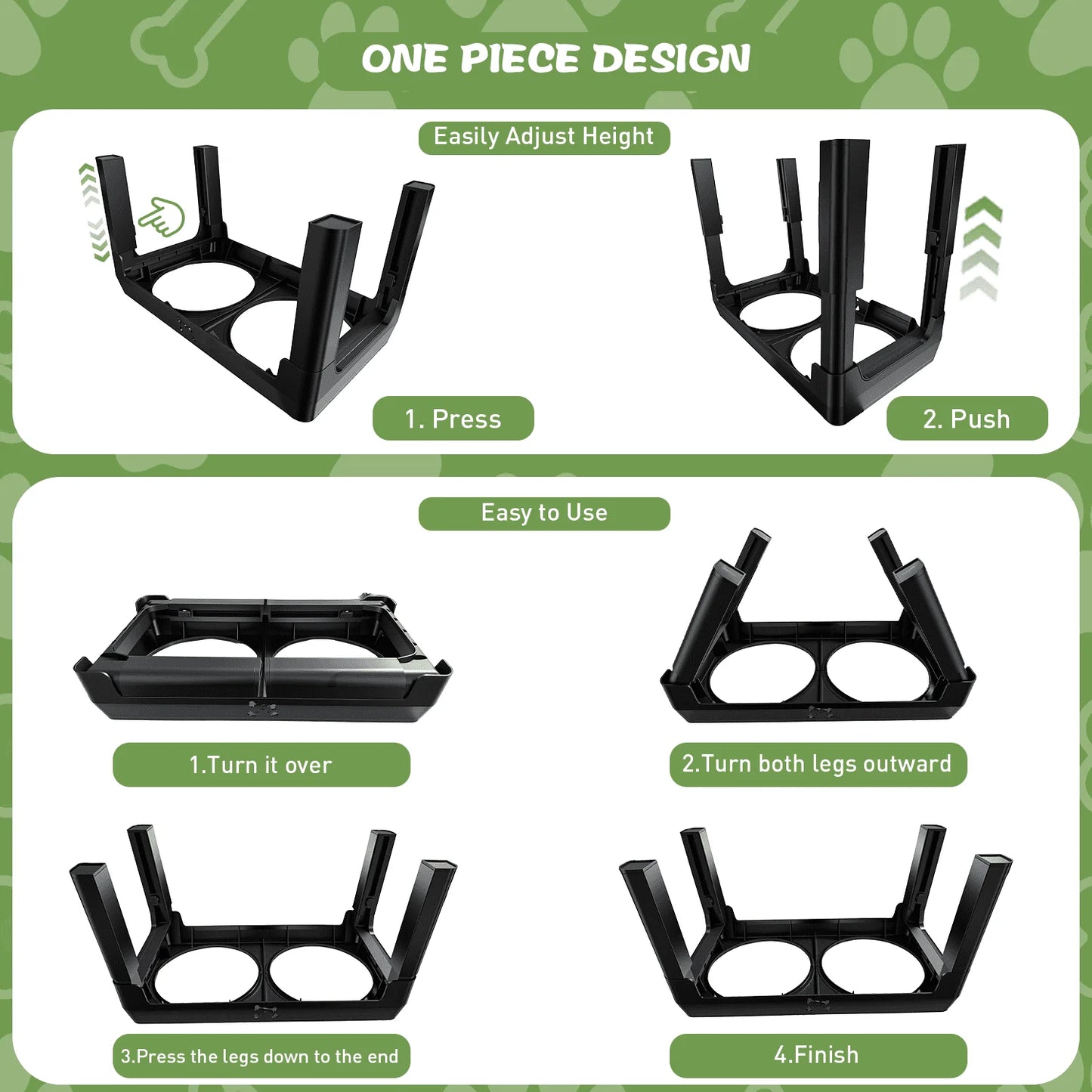 5 Heights Adjustable Dog Food Bowl