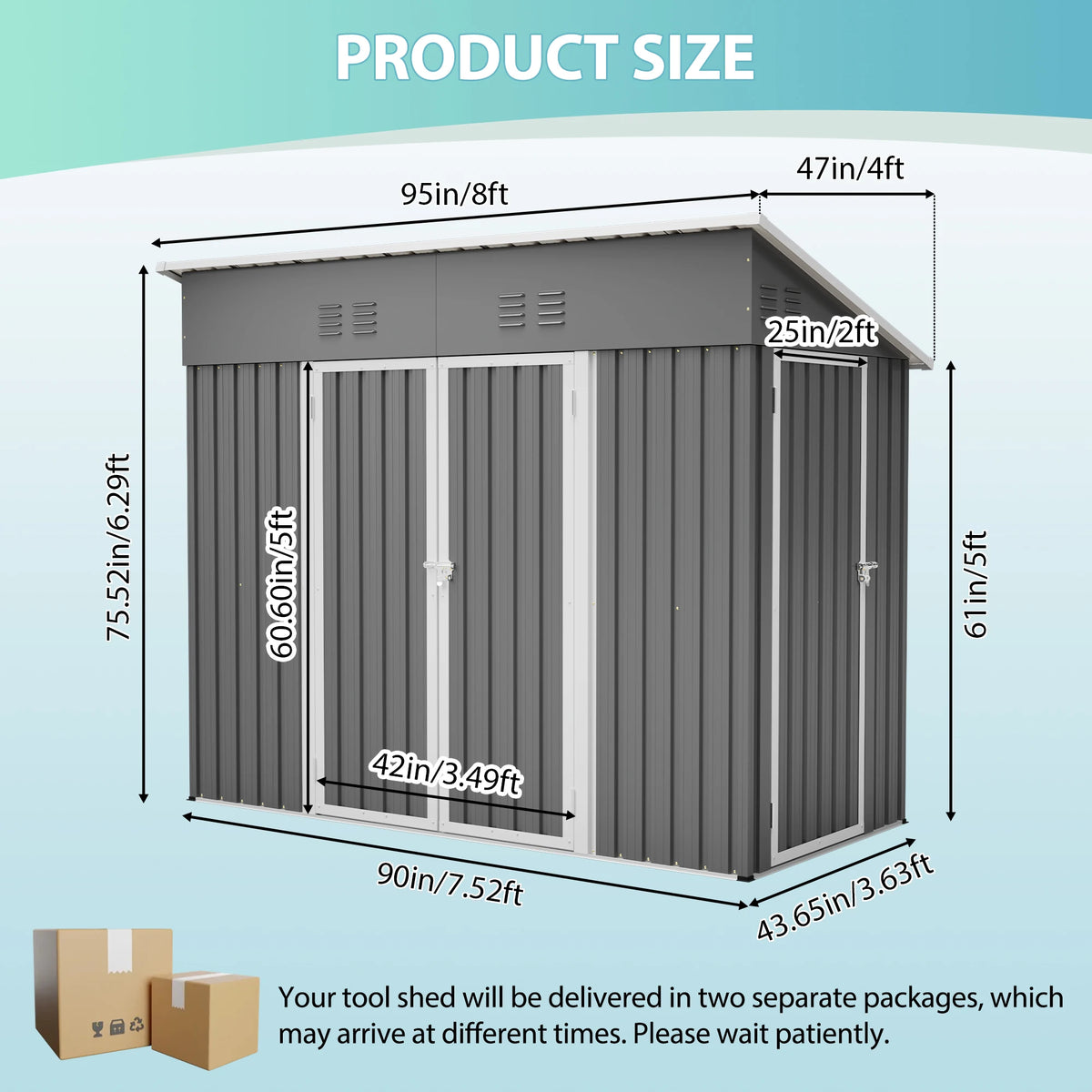 4x8 FT Metal Storage Shed
