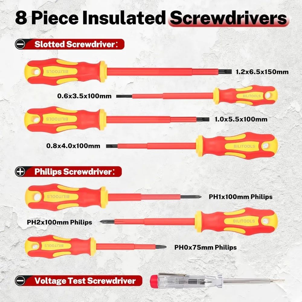 1000V Insulated Screwdriver & Pliers Set, 6-Piece