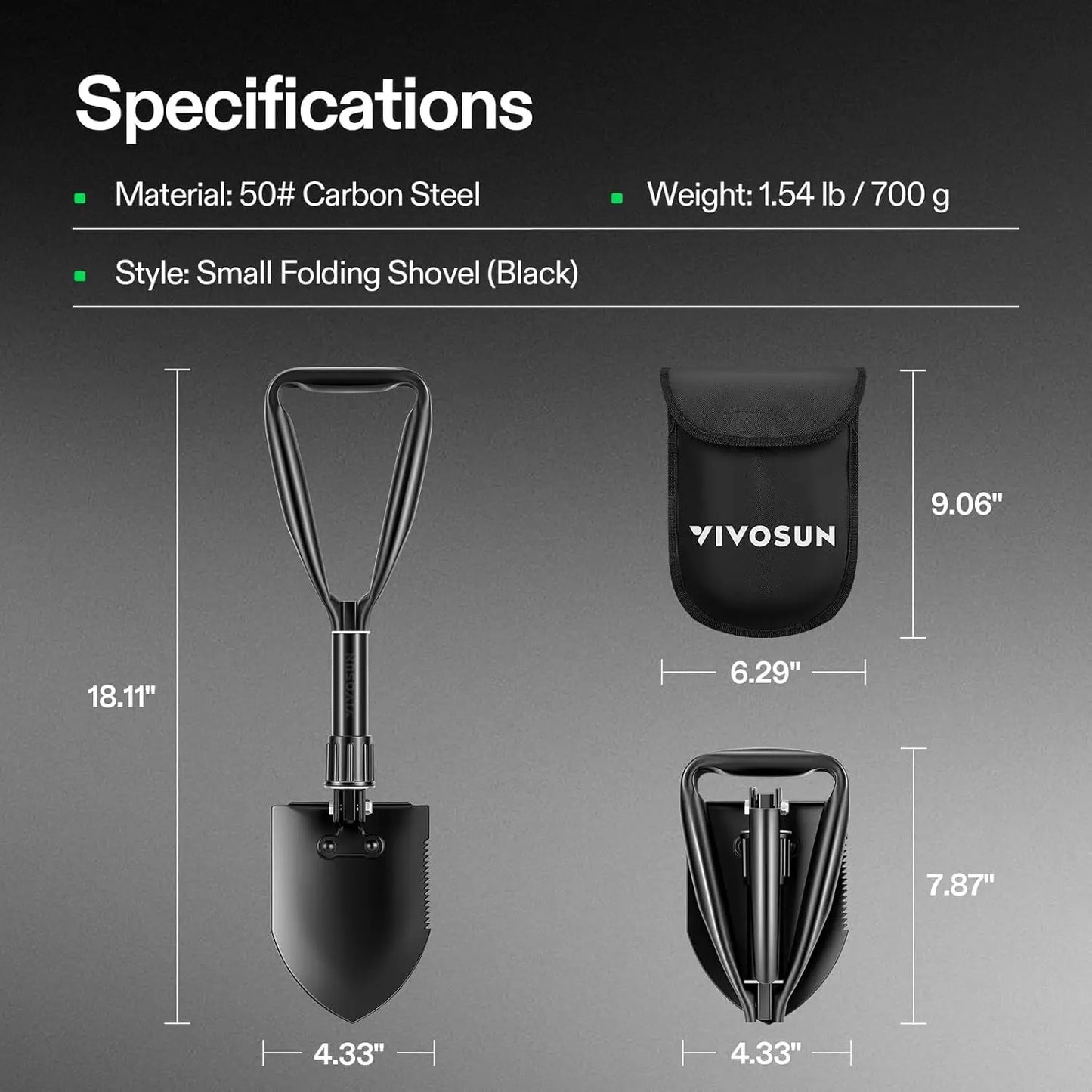 Folding Camping Shovel, 18''