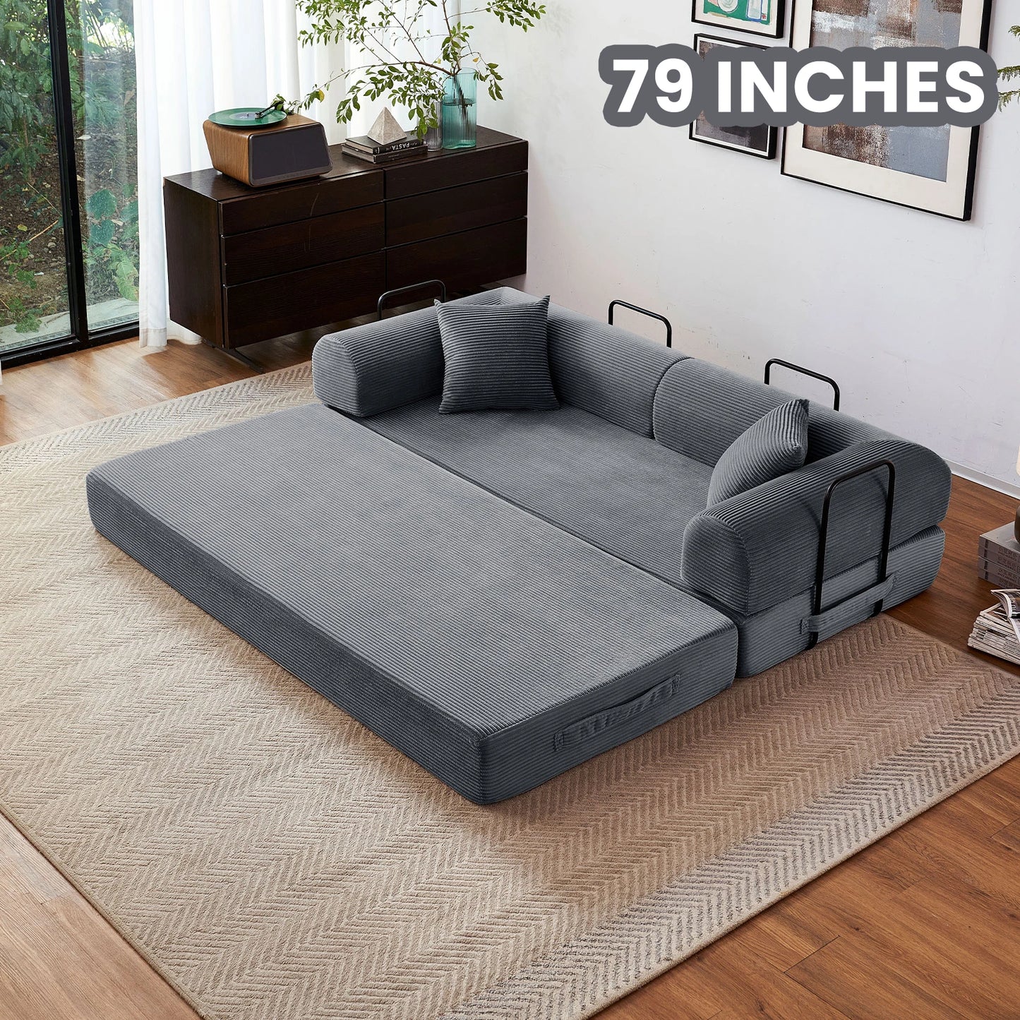 79'' Convertible Futon Sleeper Sofa Bed