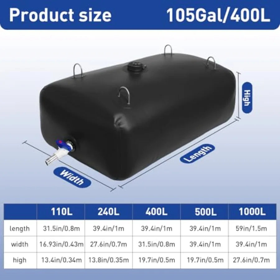 400 L/105 Gal foldable portable water storage bladder tank