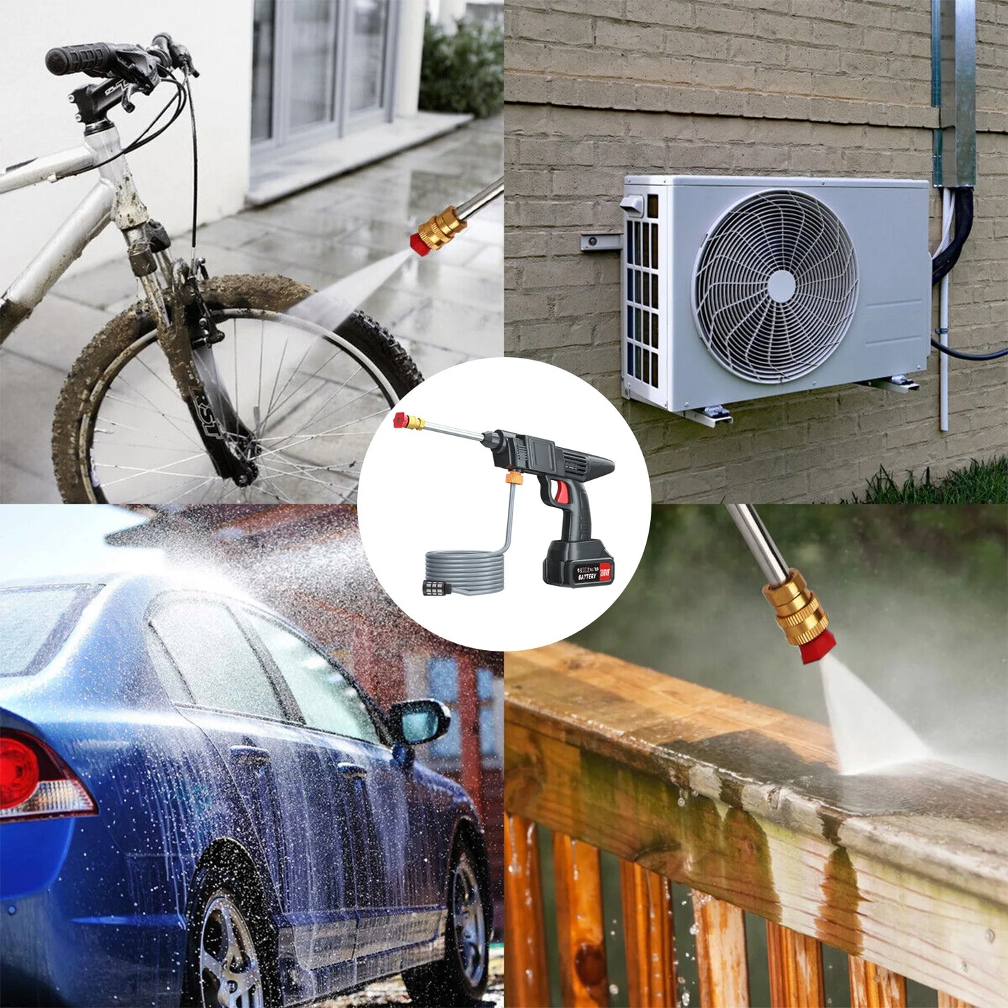 Portable Cordless High Pressure Washer With 2Pcs 1200mah Battery