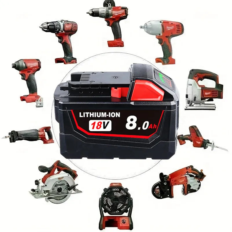 18V 8.0Ah battery replacement compatible with  Milwaukee M18