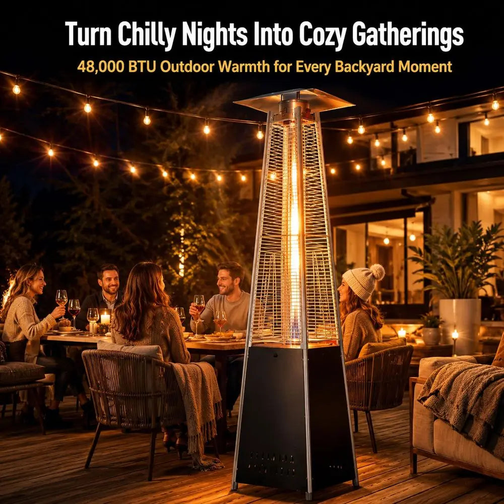 Patio Heater, 48,000 BTU Outdoor  Propane with Wheels