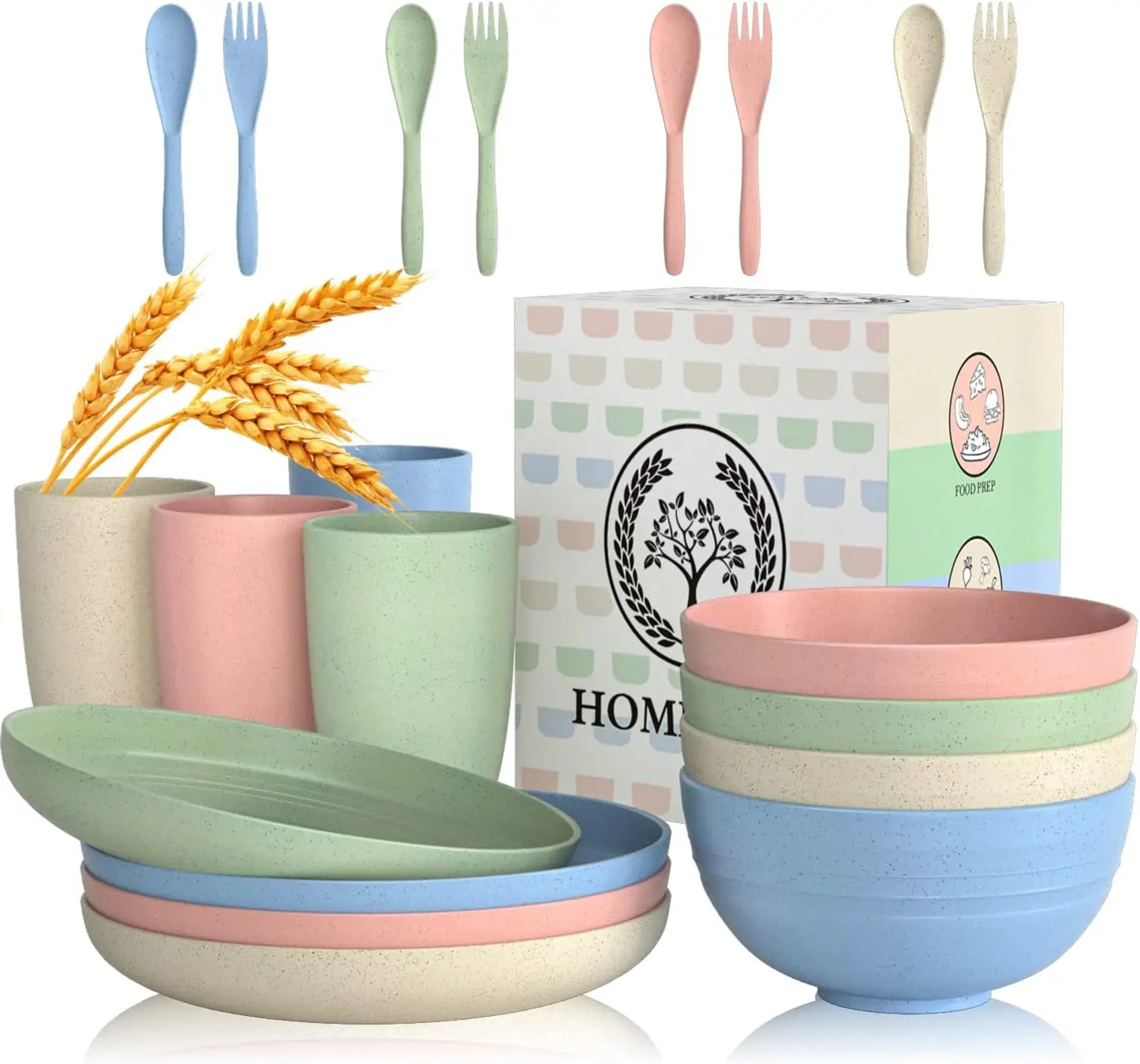 20-Piece Wheat Straw Dinnerware Set for 4 Camping