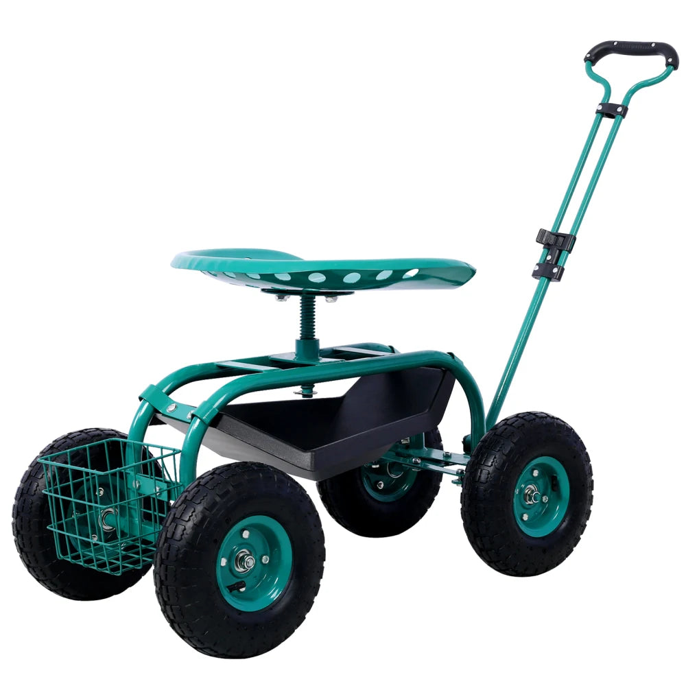 Rolling Garden Scooter with Tool Tray