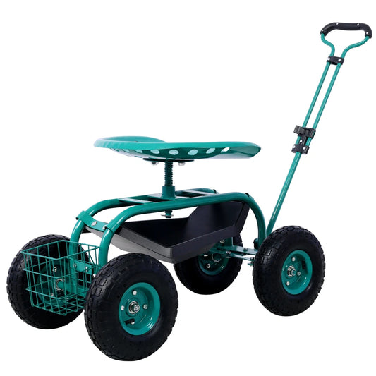 Rolling Garden Scooter with Tool Tray