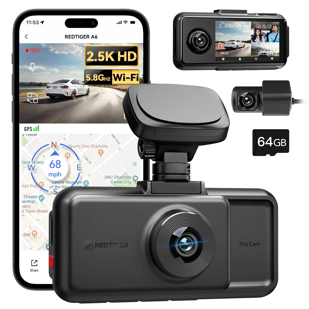 4K Dash Cam Built-in 5.8Ghz WiFi GPS
