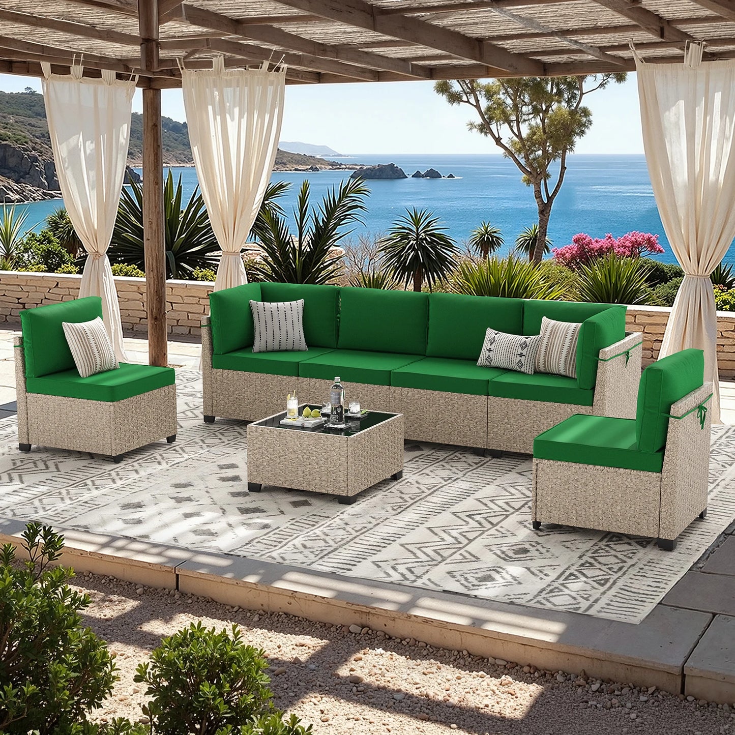 7-Piece Patio Furniture Set, Outdoor Rattan