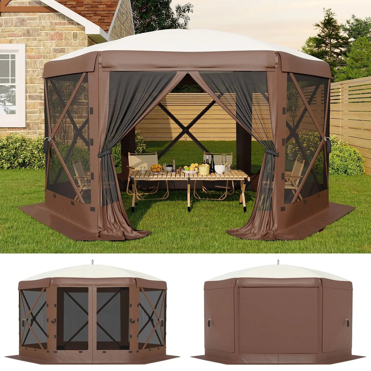 13x13 ft 6-Sided Pop Up Canopy Tent