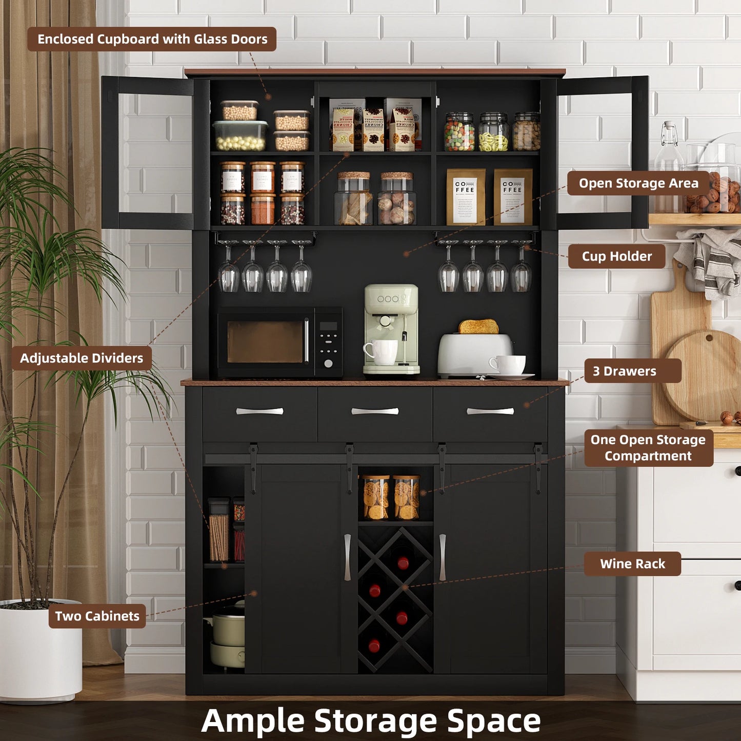 72" Tall Farmhouse Kitchen Pantry
