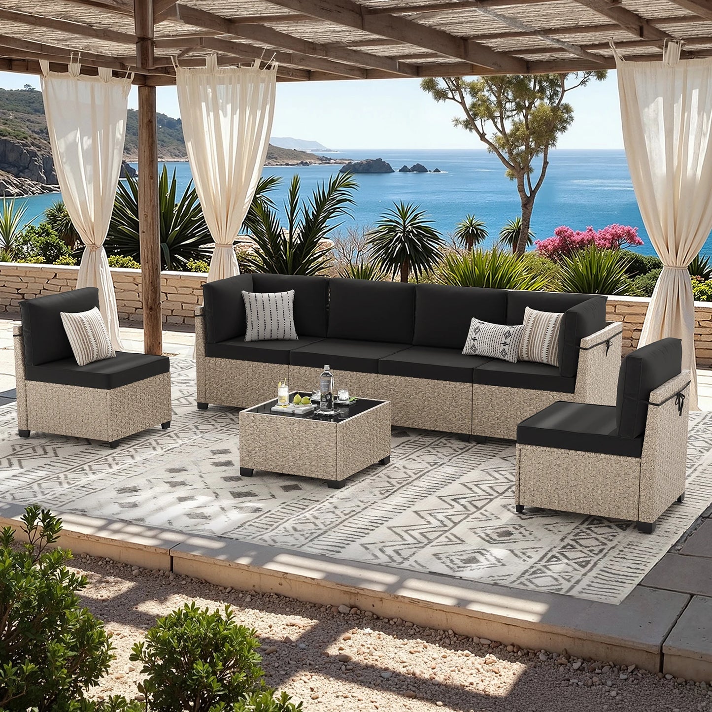 7-Piece Patio Furniture Set, Outdoor Rattan