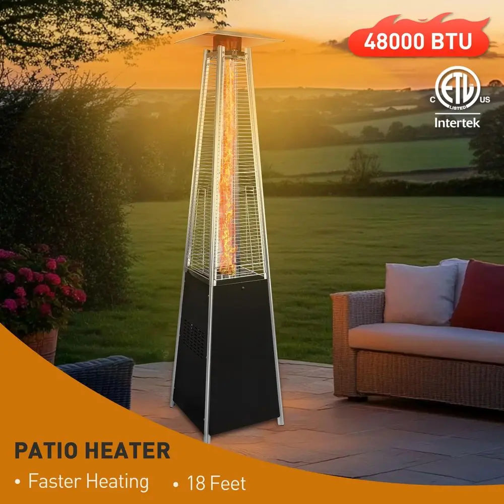 Patio Heater, 48,000 BTU Outdoor  Propane with Wheels