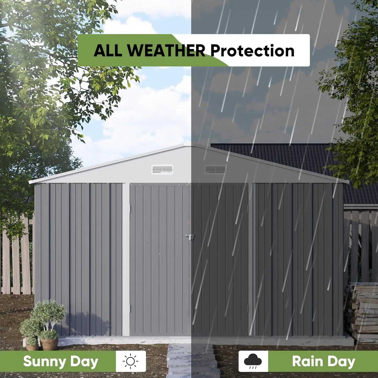 10x10ft Metal Storage Shed Lockable