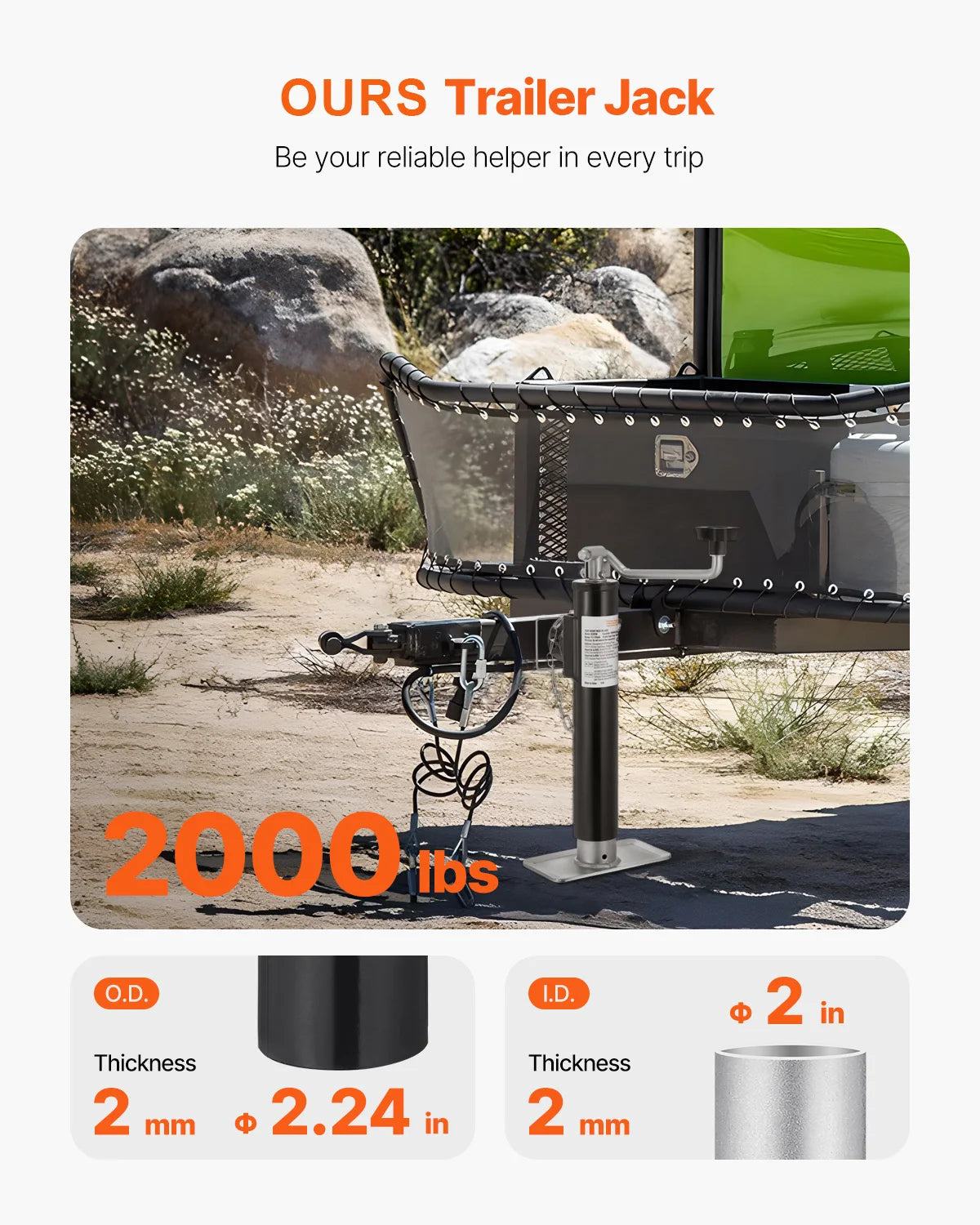 2000 lbs Trailer Jack Stand 10" Lift Weld-on Pipe-Mount Bracket Support Legs Corner Steady Camper Parts for RV Yacht
