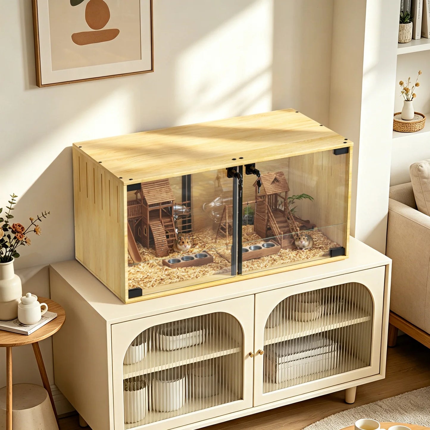 Wooden Hamster Guinea Pigs Cage