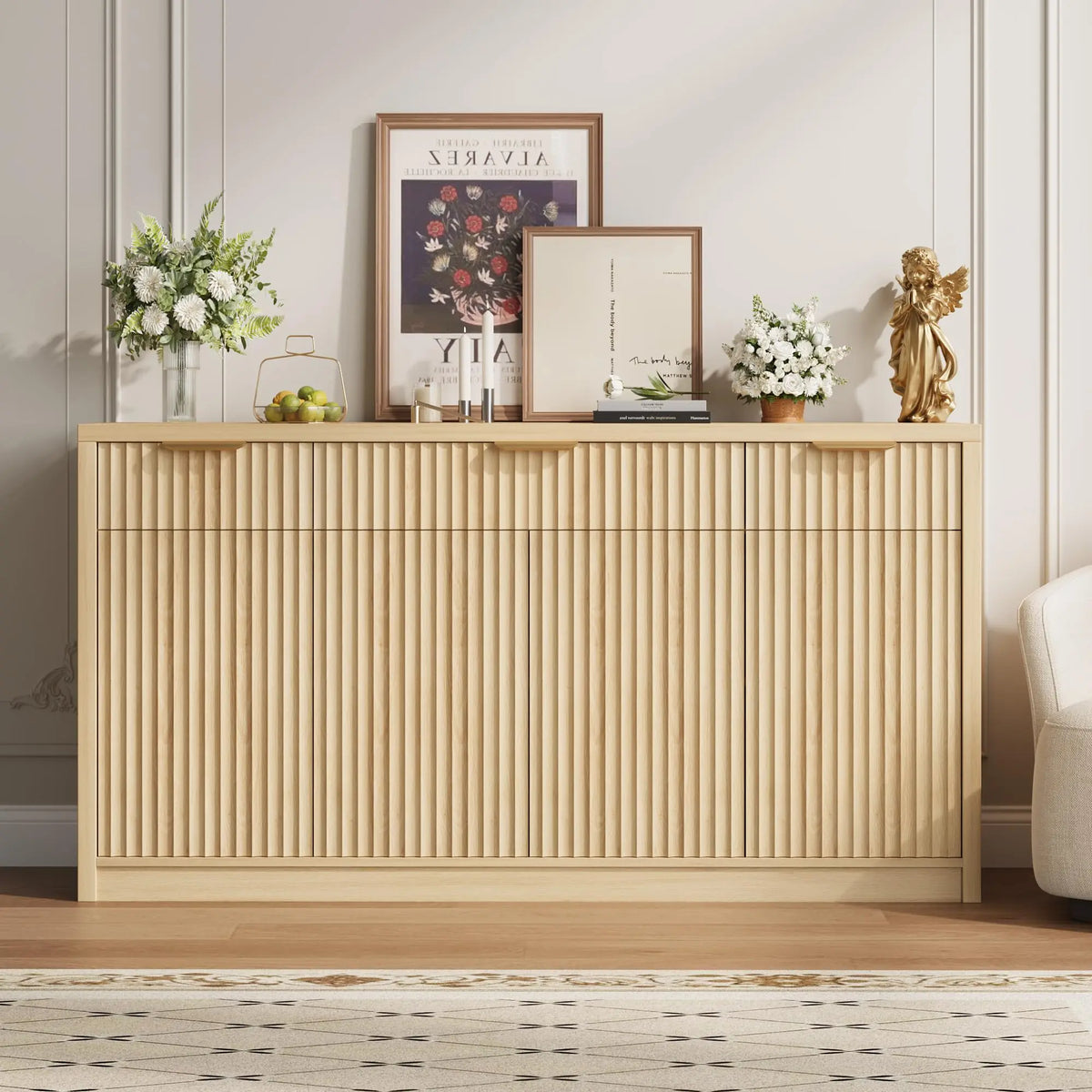 Fluted Buffet Sideboard Cabinet