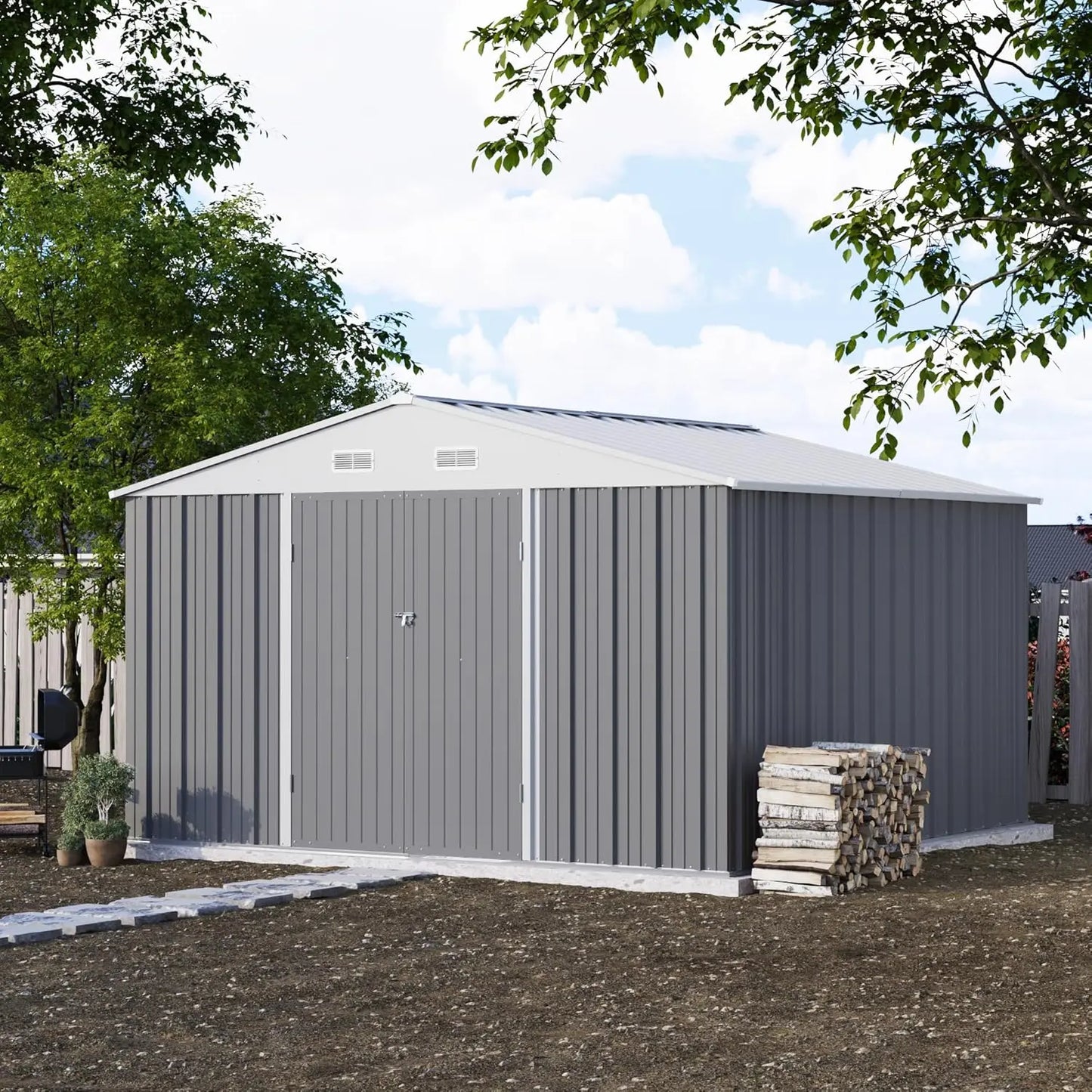 10x10ft Metal Storage Shed Lockable