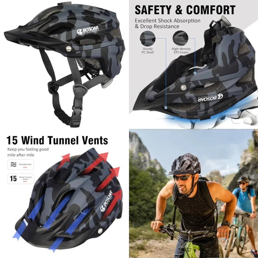 Adult Cycling Helmet with Camera Mount and Detachable Visor