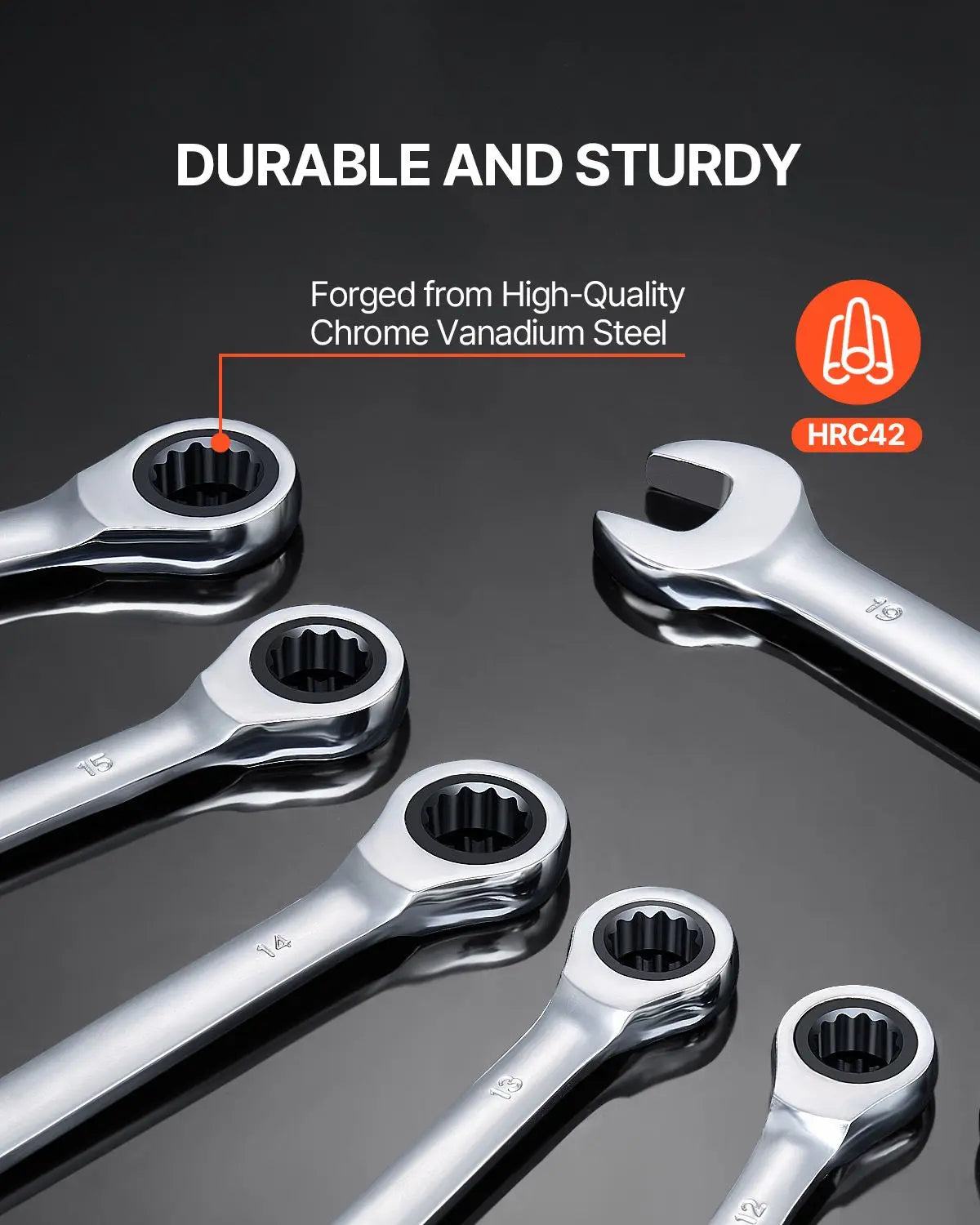 Combination Wrench Set, 8-Piece Ratcheting Metric