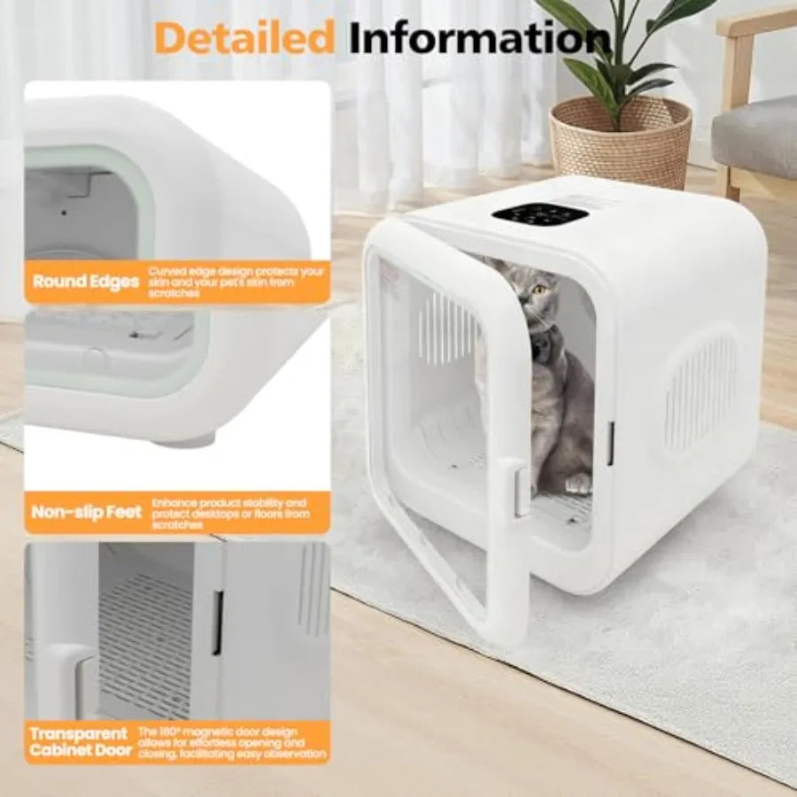 Portable Pet Dryer Box for 22.05 lbs Cats/16.53 lbs Dog 800W