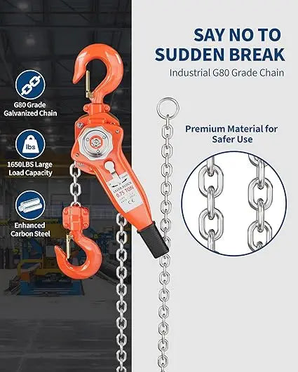 Manual Lever Chain Hoist with Galvanized Chain