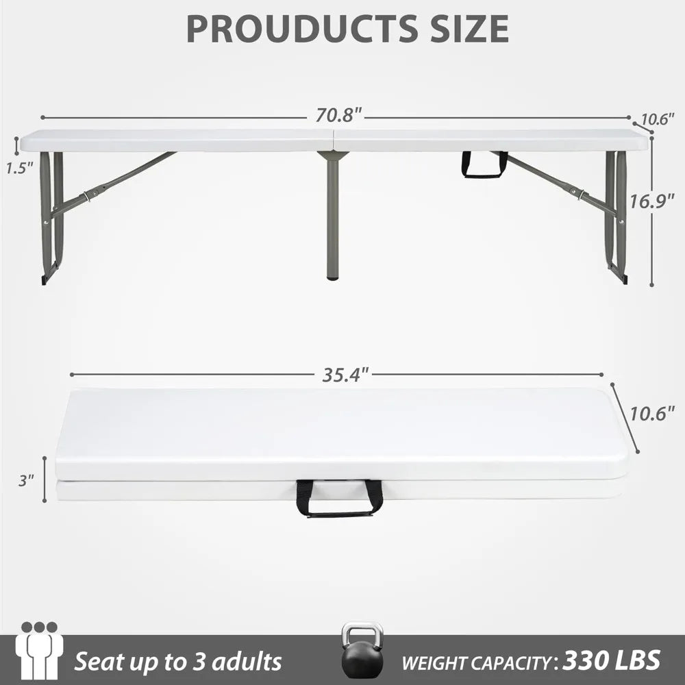 6ft Plastic Folding Bench with Handle & Lock