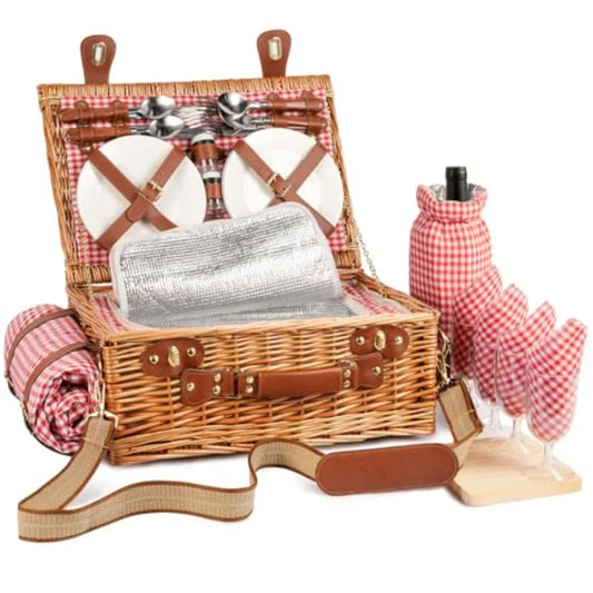 Wicker Picnic Basket Set for 4