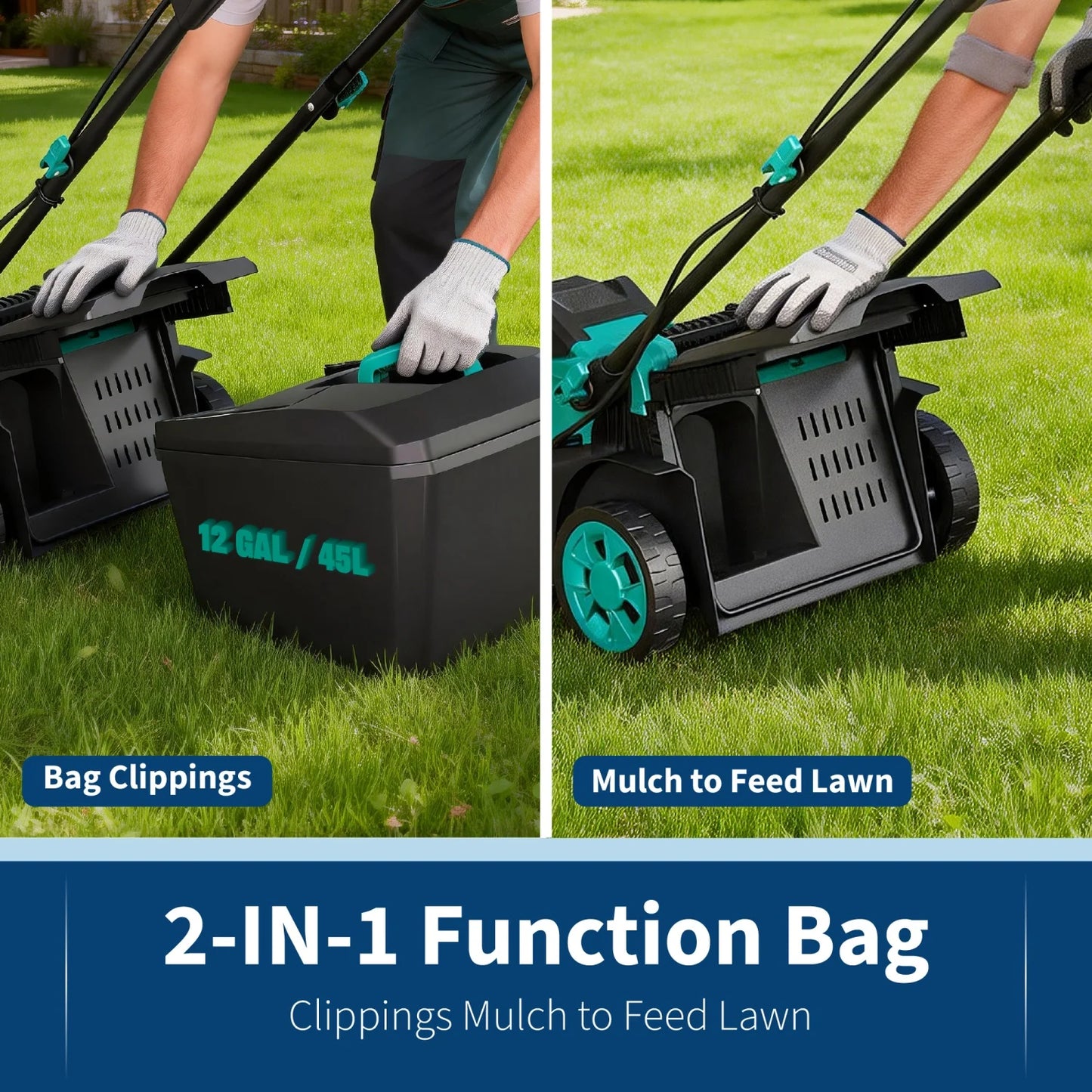 17-inch, Electric Push Mower with 2×20V 4.0Ah Batteries