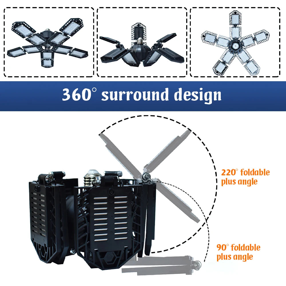 10-Leaf Deformable Garage Light  180W Equivalent